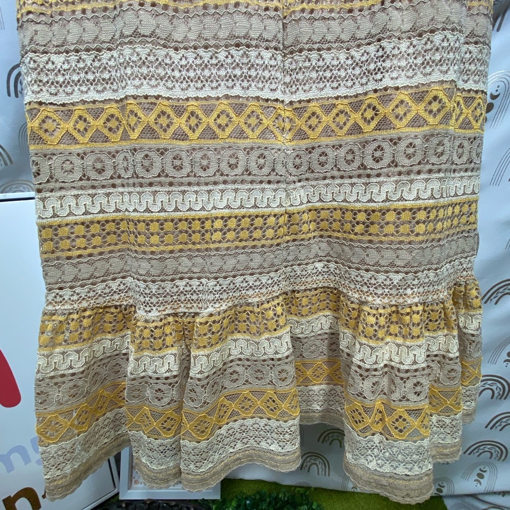 Francesca's Collections Yellow and Cream Lace Midi Dress - Picture 13 of 13
